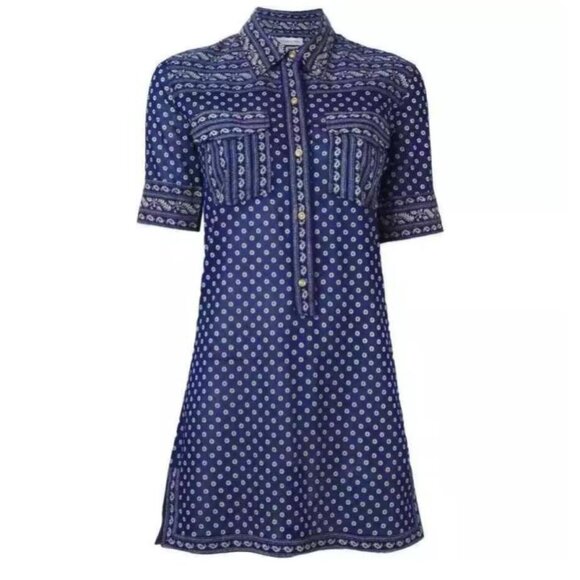 Isabel Marant Etoile Lexine Dress Printed Short Sleeve Tunic Dress Sz 12 - Picture 1 of 12